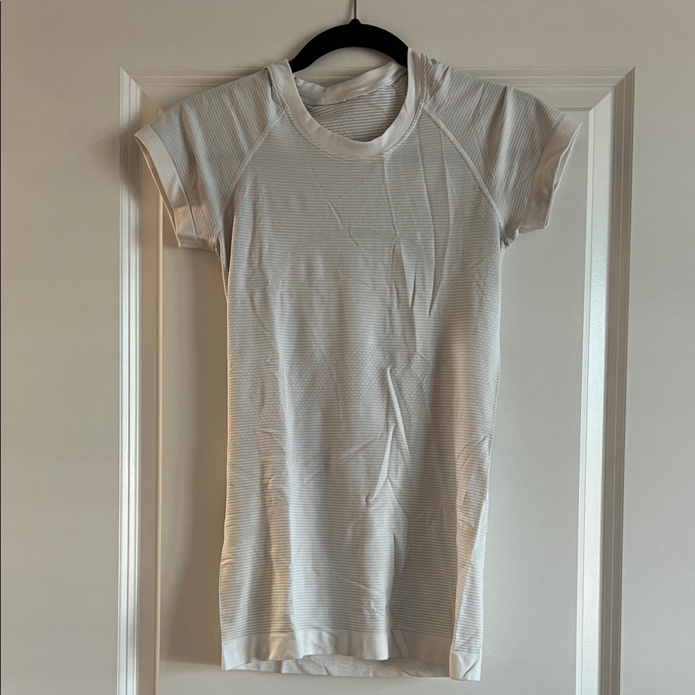 White Short Sleeve Lululemon Athletic Top